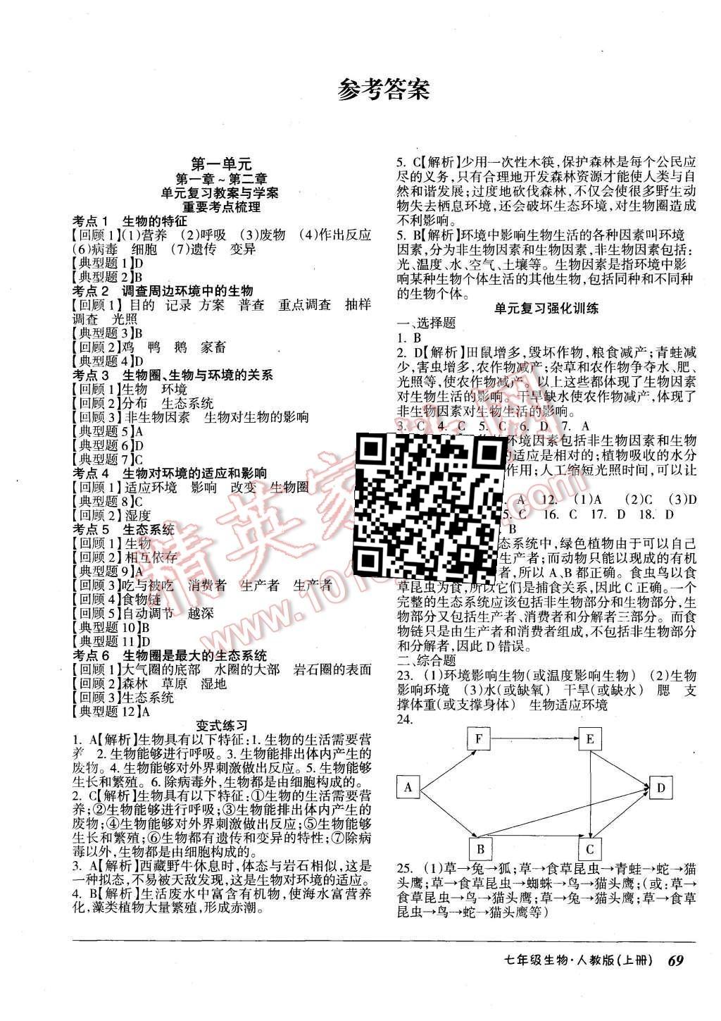 2015年優(yōu)佳好書系52045單元與期末七年級(jí)生物上冊(cè)人教版 第1頁