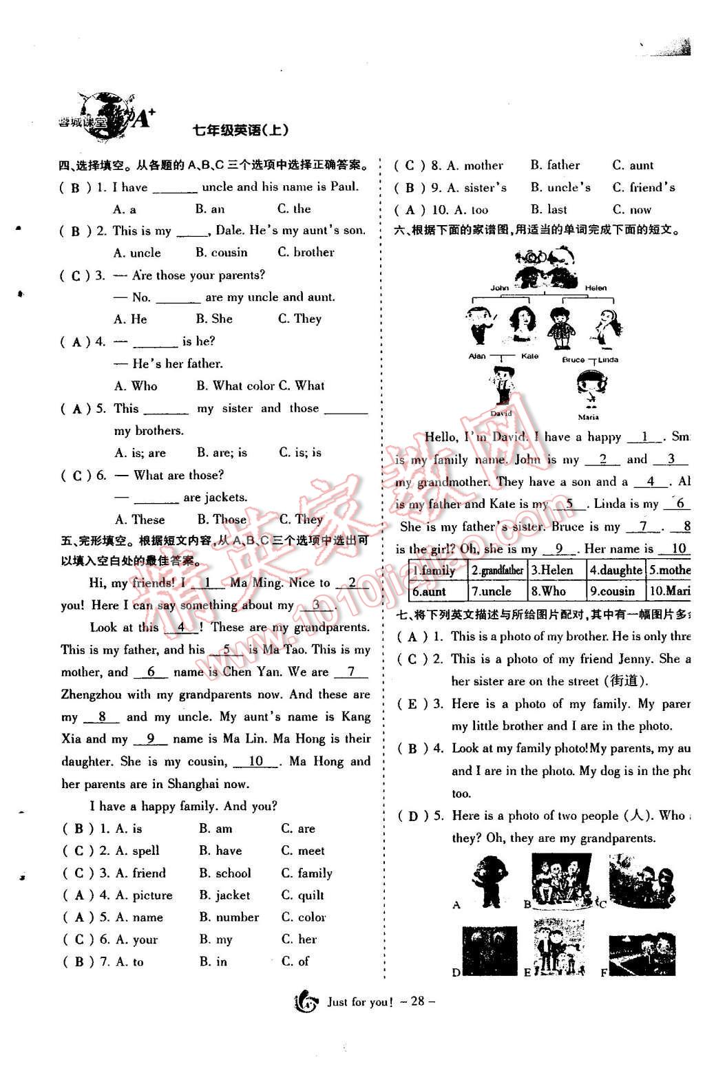 2015年蓉城课堂给力A加七年级英语上册 Unit 2 This is my sisiter第29页