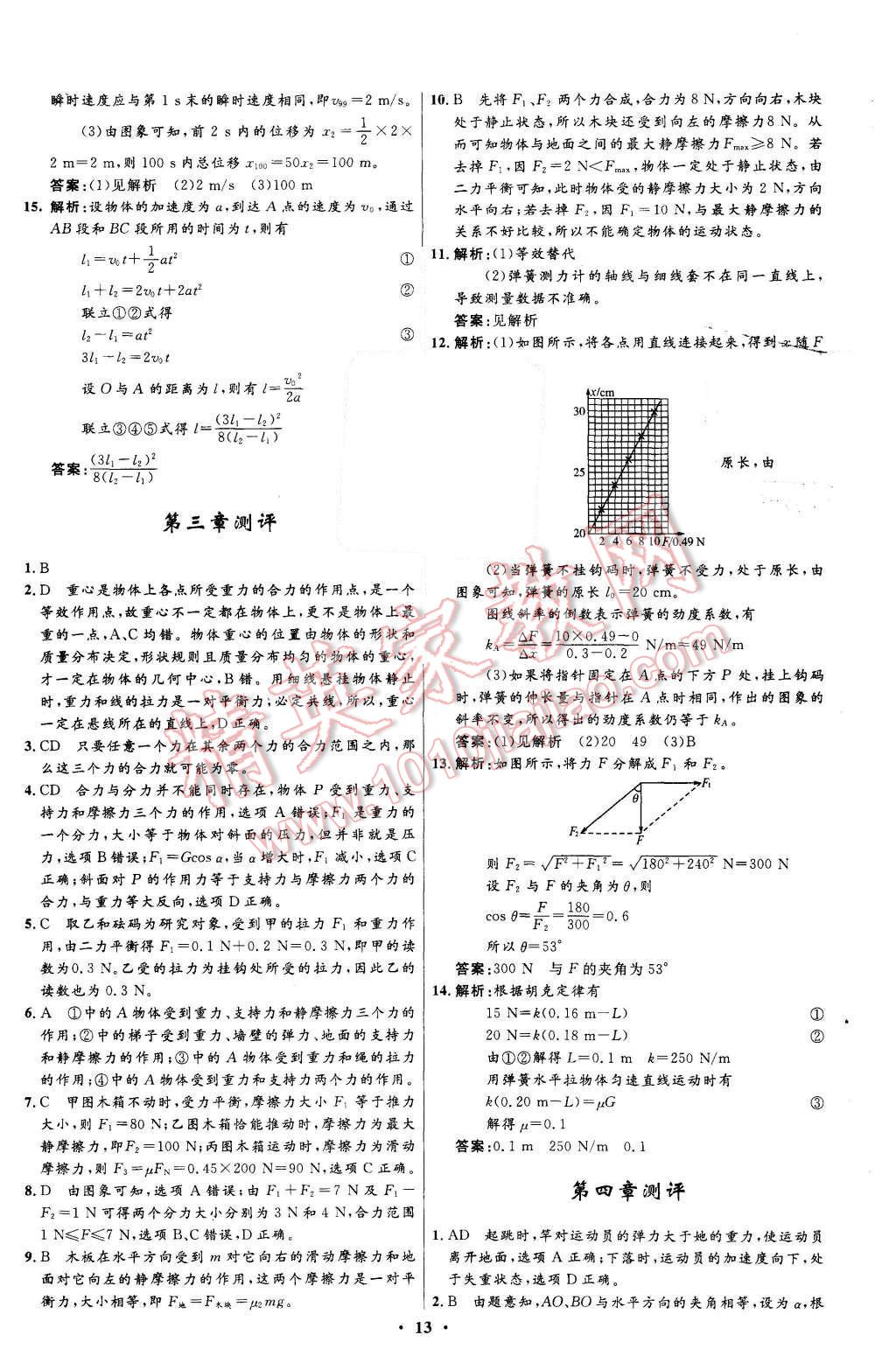 2015年新課程自主學習與測評高中物理必修1人教版 第13頁