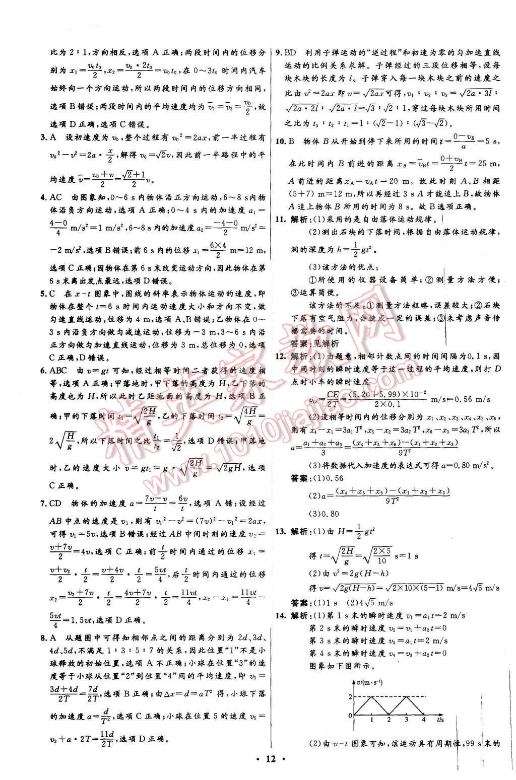 2015年新課程自主學(xué)習(xí)與測評高中物理必修1人教版 第12頁