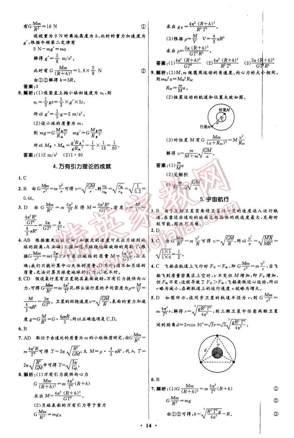 2015年新課程自主學(xué)習(xí)與測(cè)評(píng)高中物理必修2人教版 第14頁(yè)