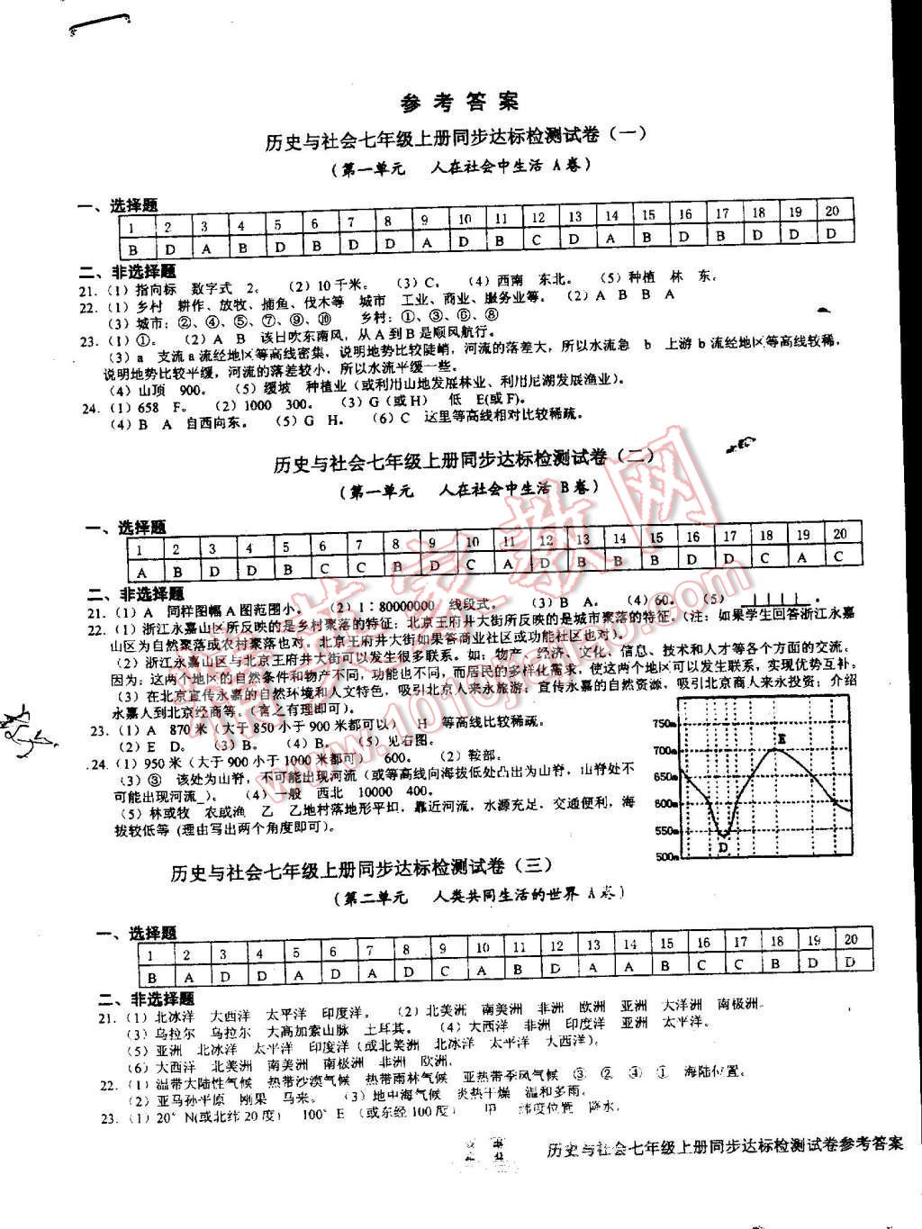 2015年初中同步達(dá)標(biāo)檢測試卷七年級歷史與社會上冊 第1頁