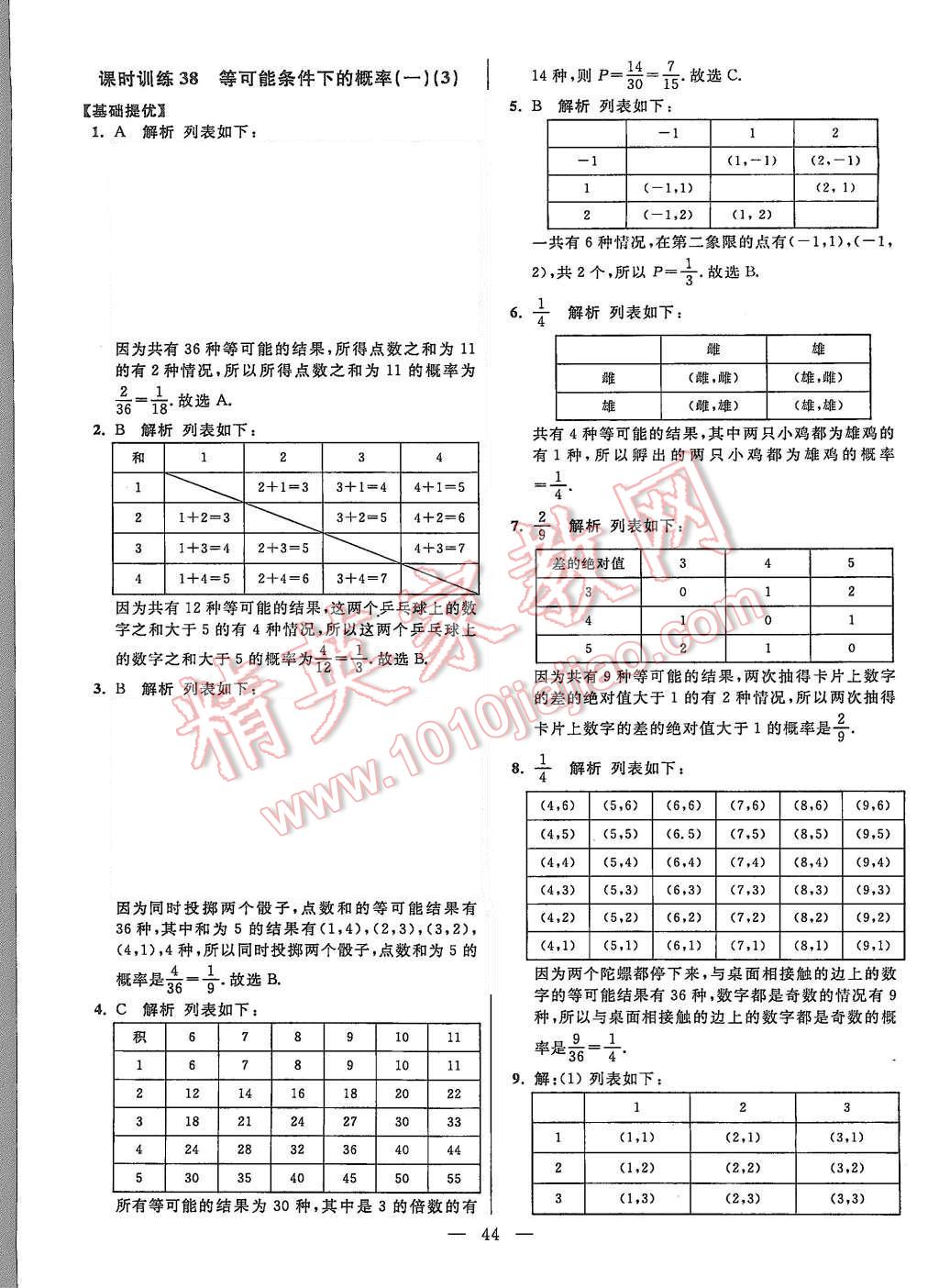 2015年初中数学小题狂做九年级上册苏科版提优版 第44页