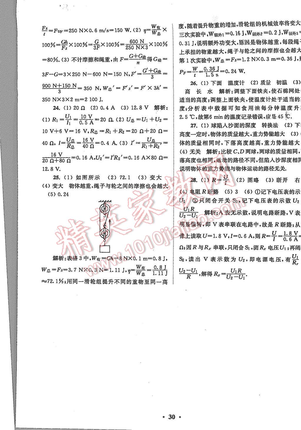 2015年初中物理小題狂做九年級(jí)上冊(cè)蘇科版基礎(chǔ)版 第30頁