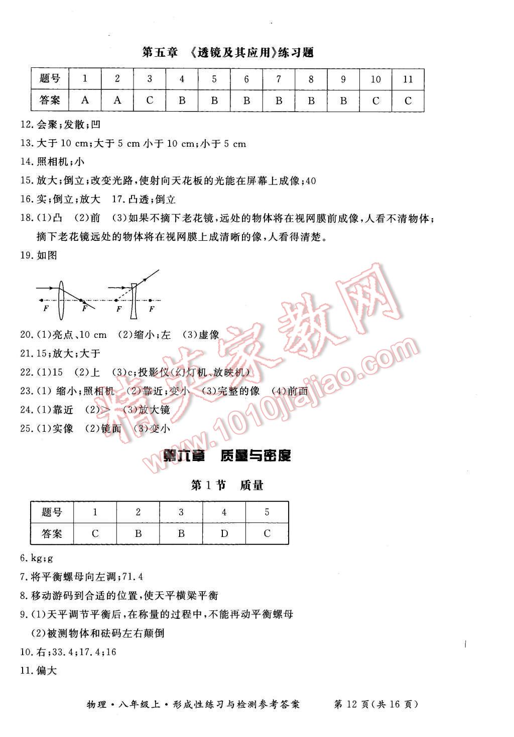 2015年形成性練習與檢測八年級物理上冊 參考答案第28頁