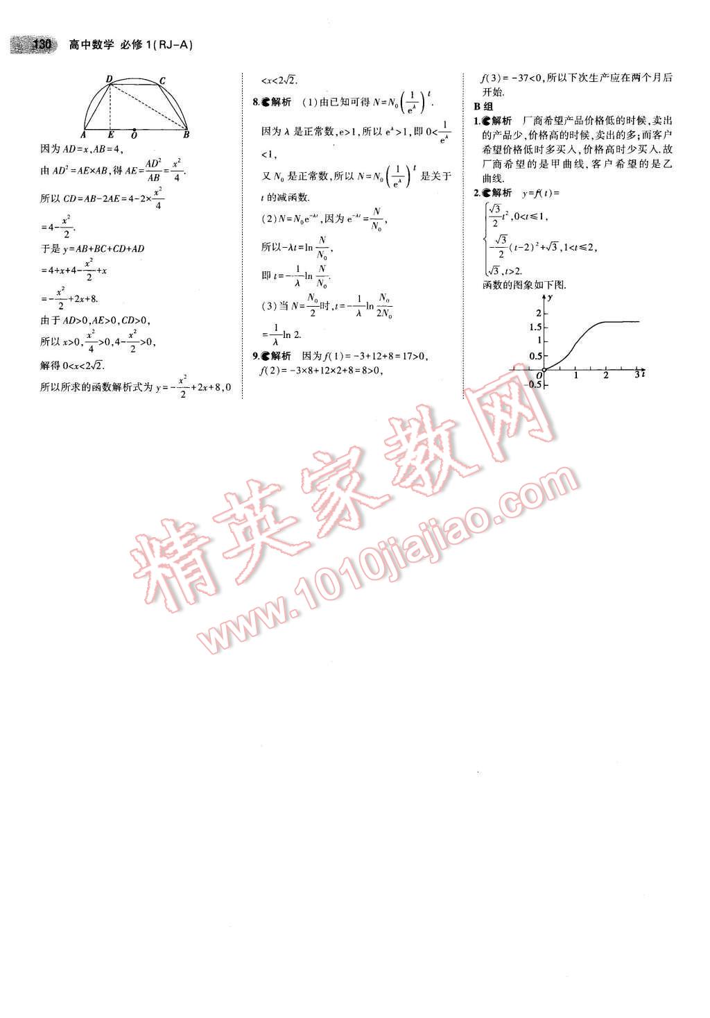 課本人教A版高中數(shù)學(xué)必修1 參考答案第12頁(yè)