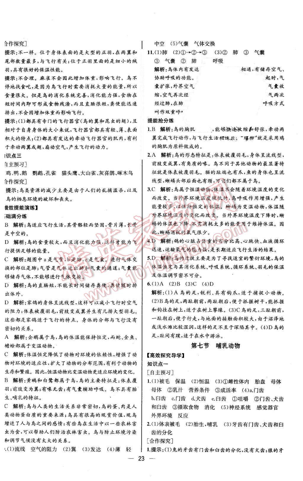 2015年同步導(dǎo)學(xué)案課時(shí)練八年級生物學(xué)上冊人教版河北專版 第7頁