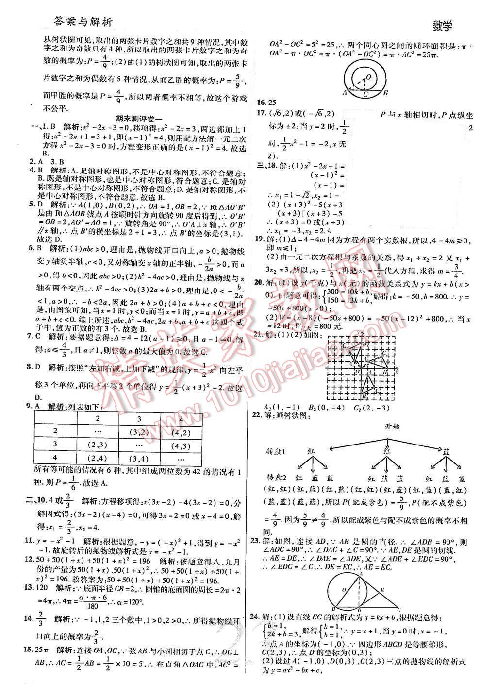 2015年一線調(diào)研學(xué)業(yè)測評九年級數(shù)學(xué)上冊 第23頁