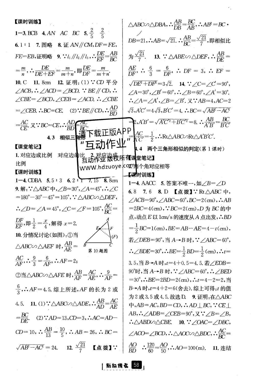 2016年励耘书业励耘新同步九年级数学全一册 参考答案第22页