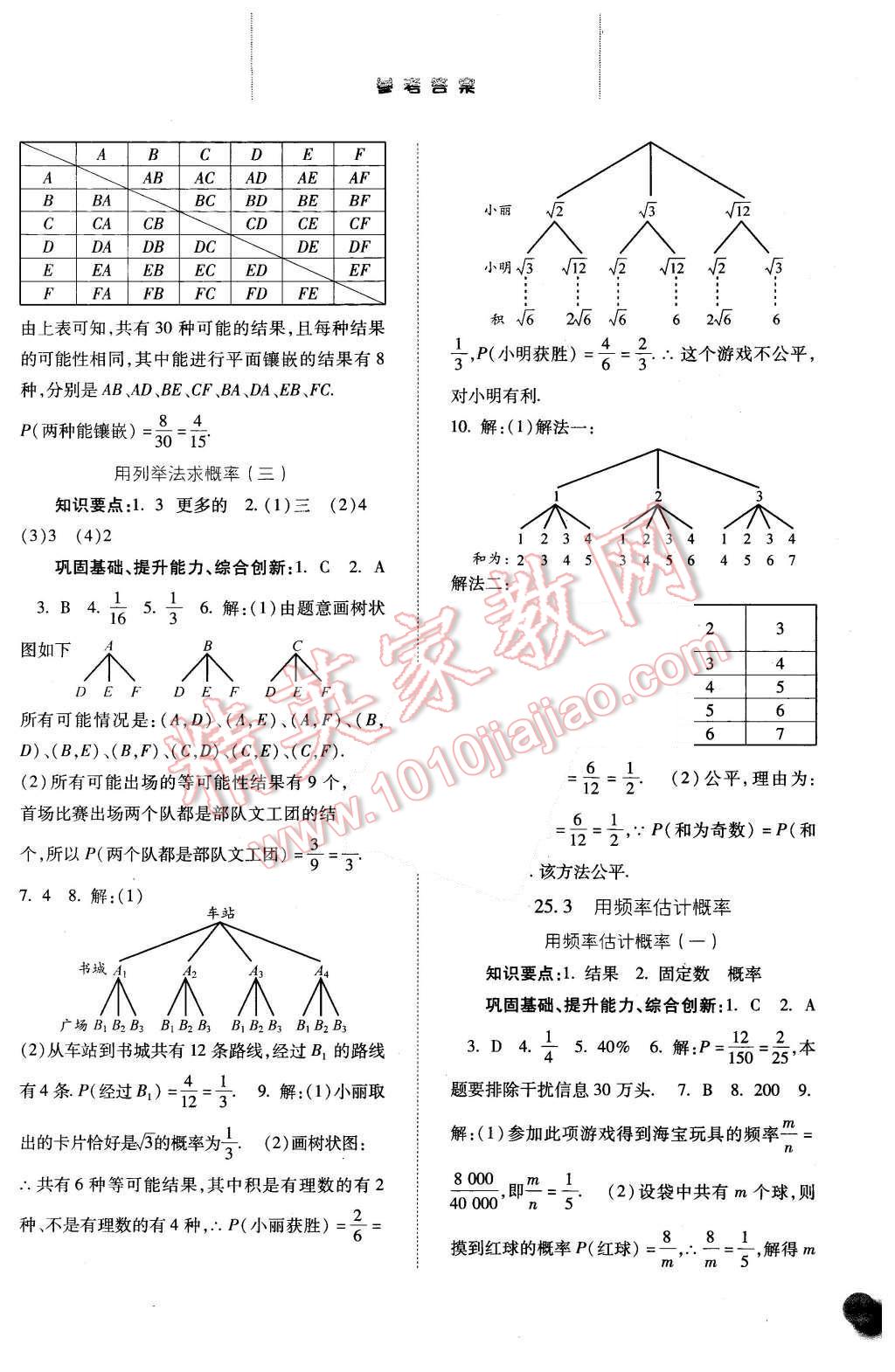 2015年同步训练九年级数学上册人教版河北人民出版社 第20页