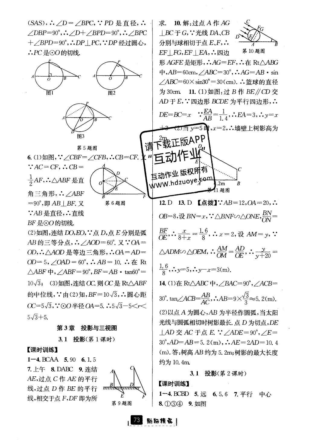 2016年励耘书业励耘新同步九年级数学全一册 参考答案第37页