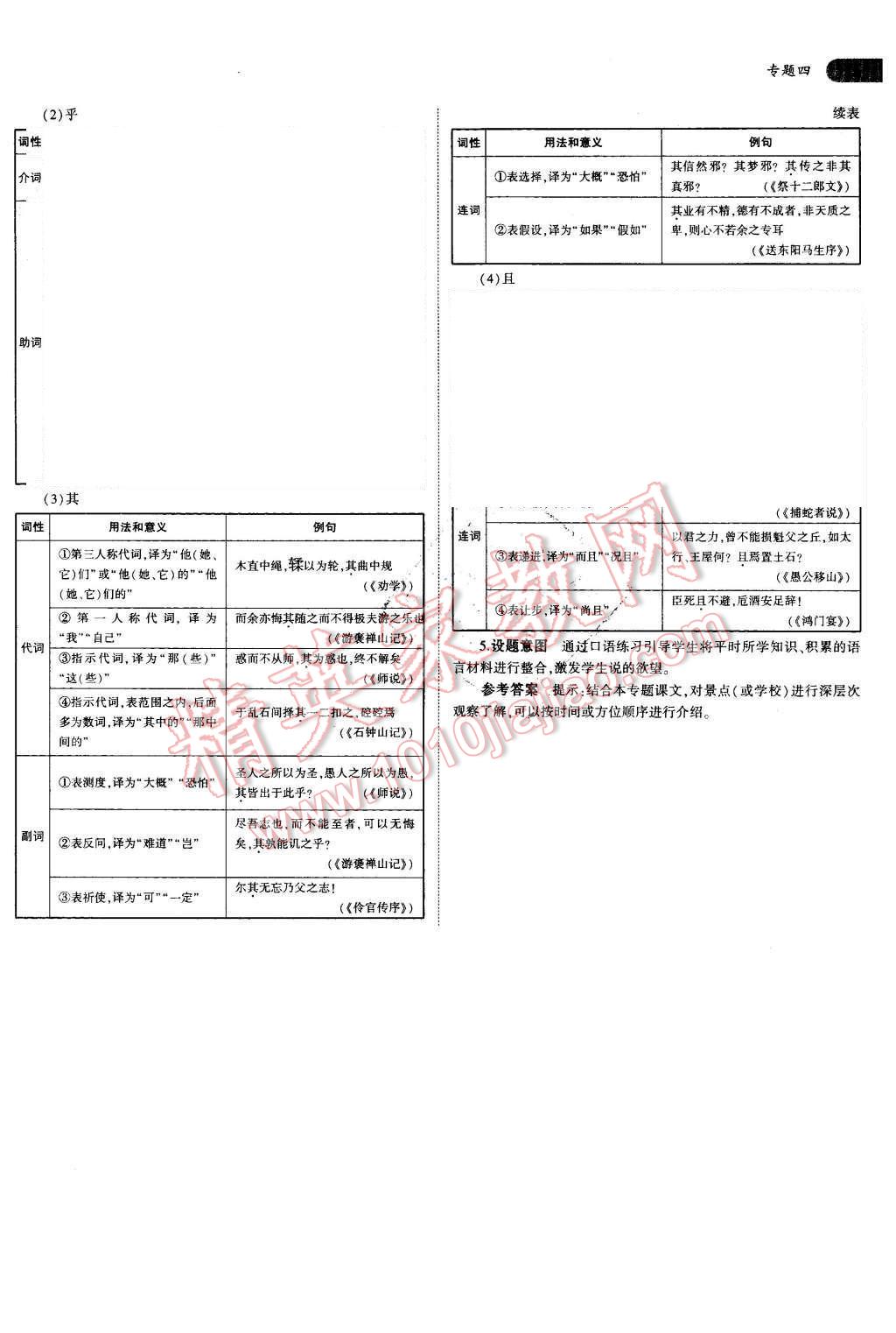 课本苏教版高中语文必修1 参考答案第7页