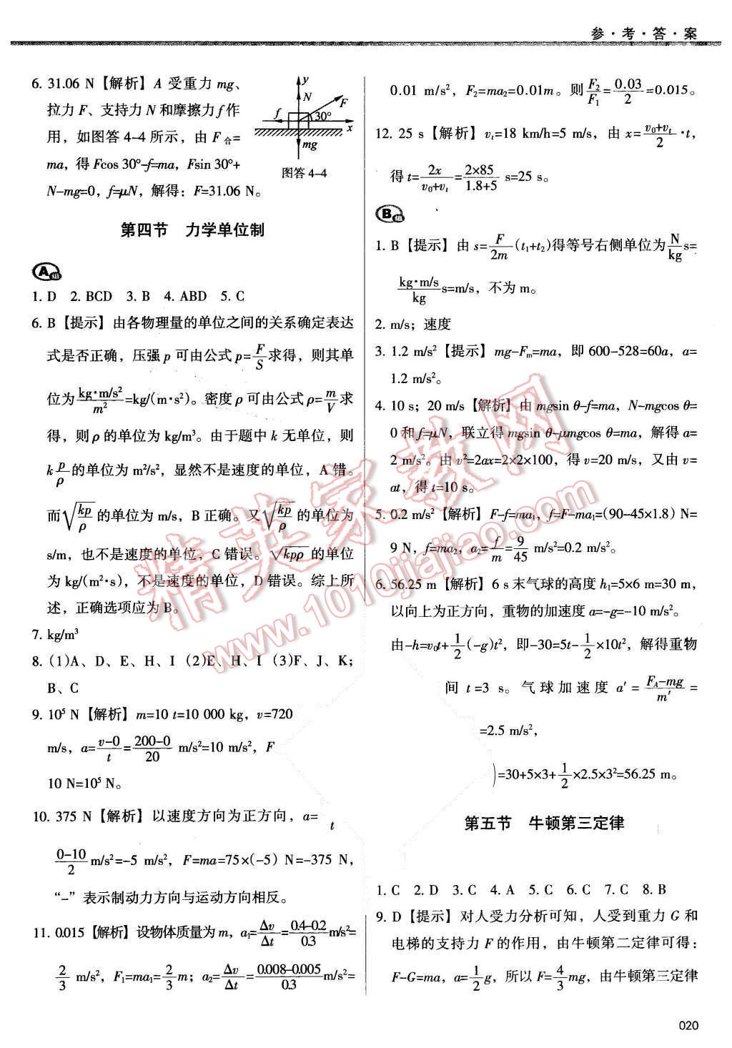 2015年學(xué)習(xí)質(zhì)量監(jiān)測物理必修1人教 第20頁