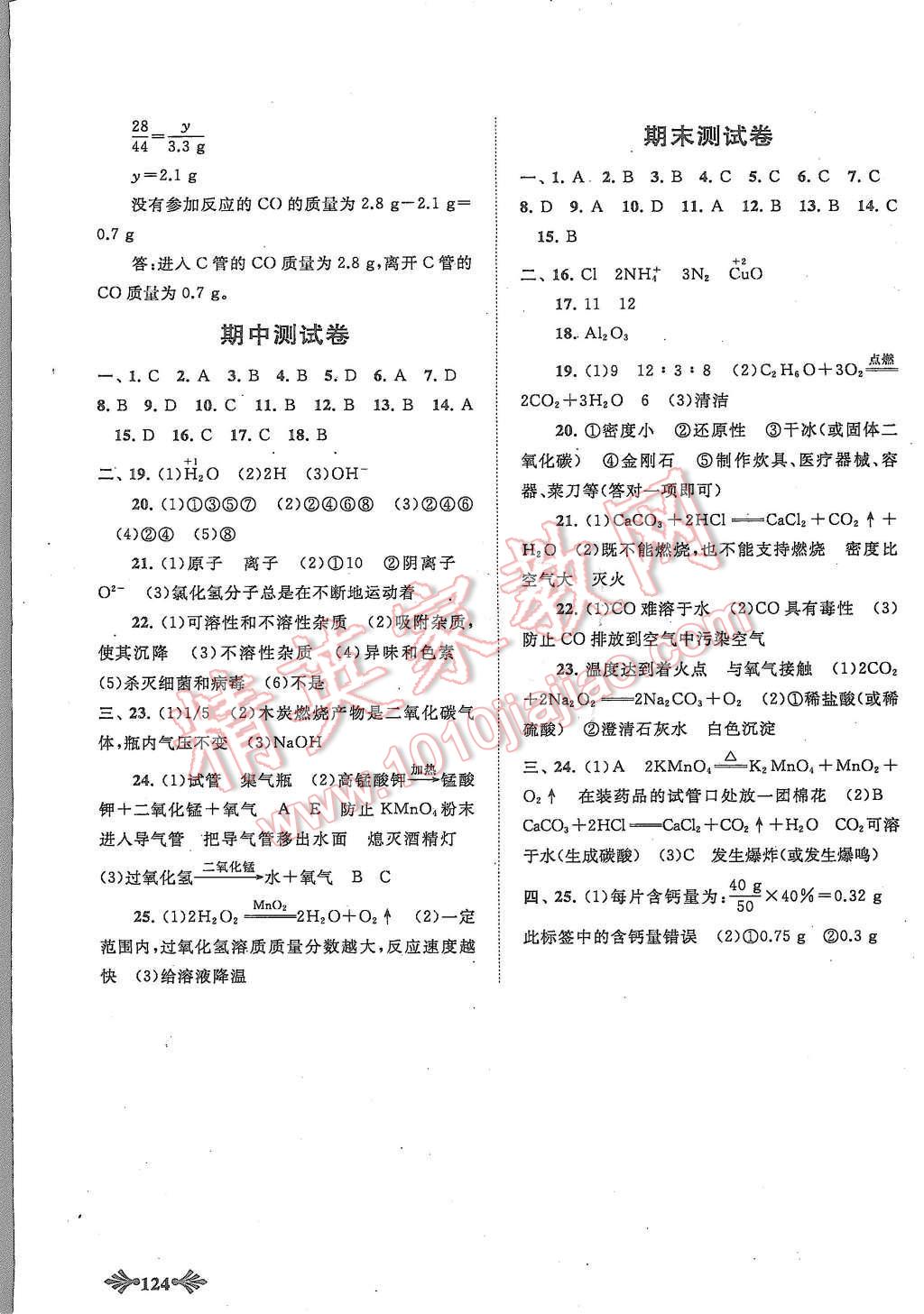 2015年自主学习当堂反馈九年级化学上册人教版 第14页