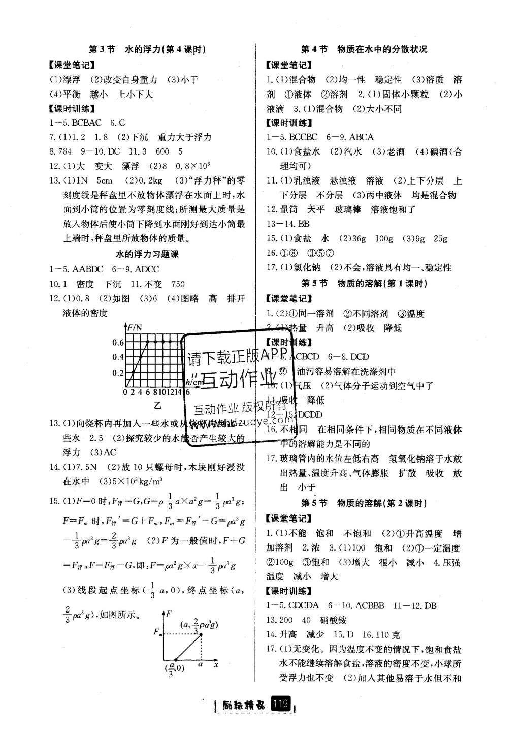 2016年勵耘書業(yè)勵耘新同步八年級科學(xué)上冊 參考答案第2頁