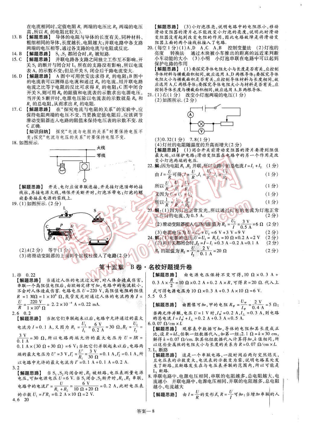 2015年金考卷活頁題選九年級(jí)物理全一冊(cè)滬科版 第8頁