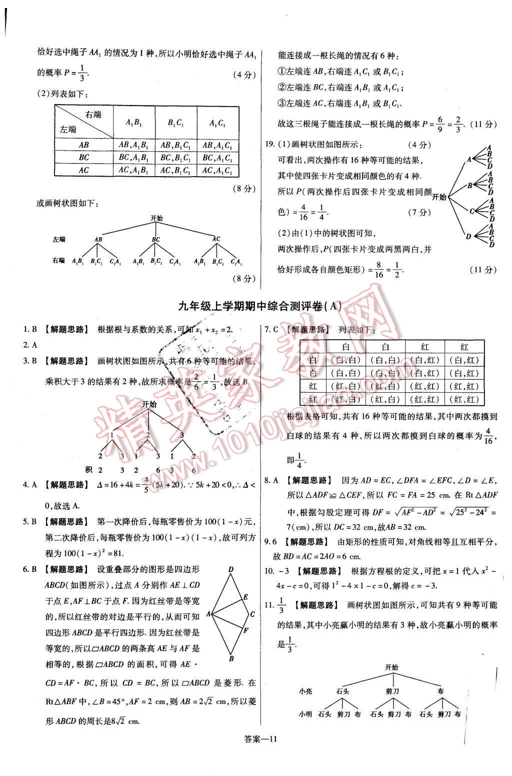 2015年金考卷活頁題選九年級數(shù)學上冊北師大版 第11頁