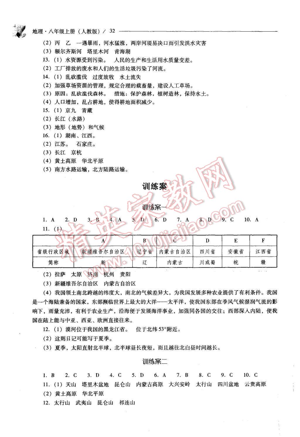 2015年新课程问题解决导学方案八年级地理上册人教版 第32页