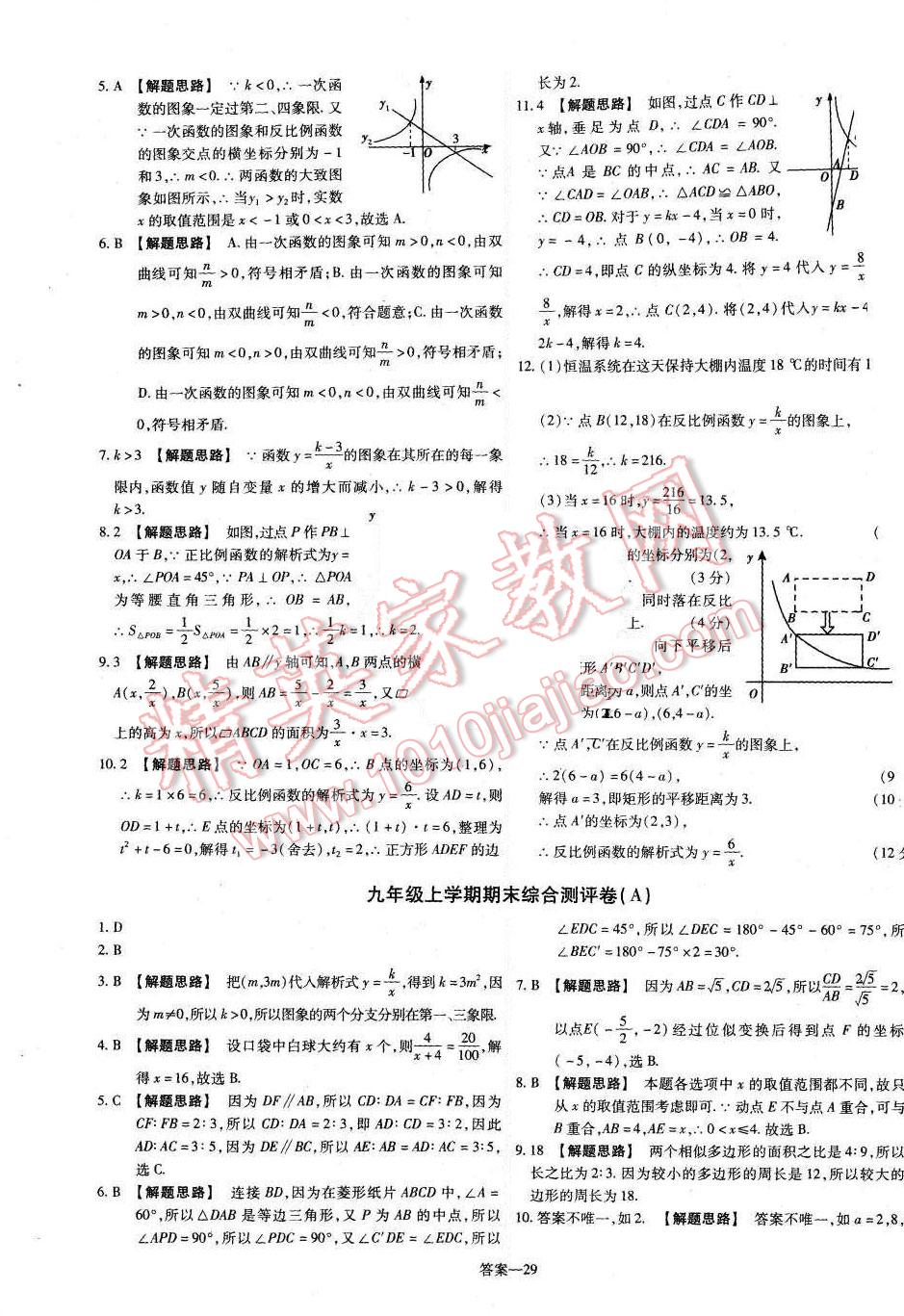 2015年金考卷活頁題選九年級(jí)數(shù)學(xué)上冊(cè)華師大版 第29頁