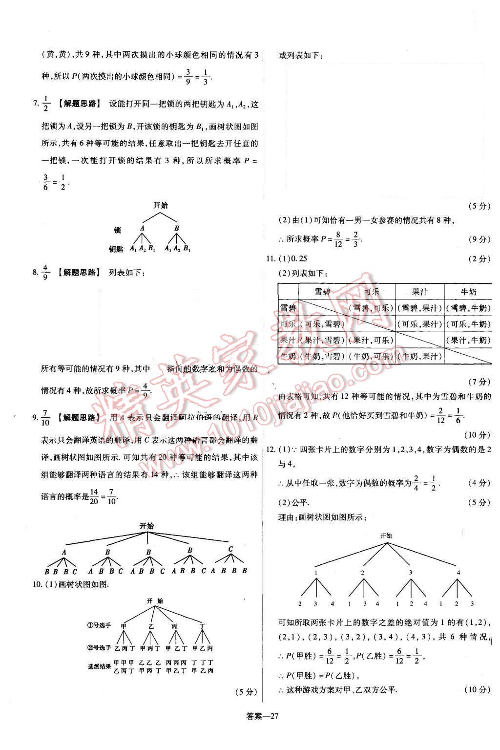 2015年金考卷活頁題選九年級數(shù)學上冊華師大版 第27頁