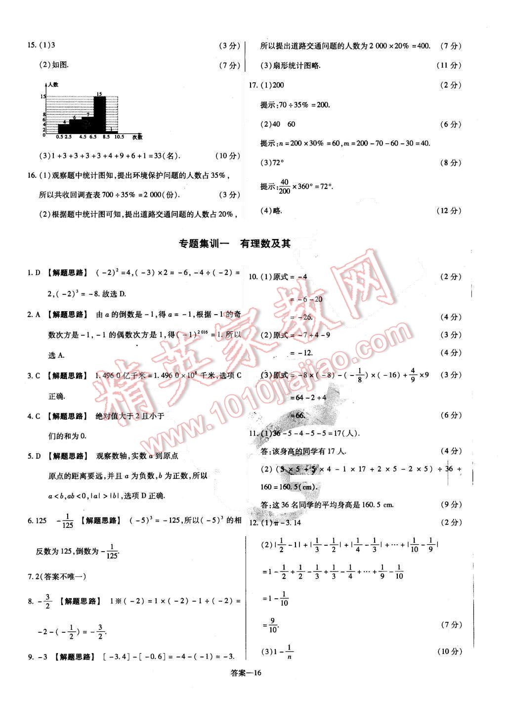 2015年金考卷活頁(yè)題選七年級(jí)數(shù)學(xué)上冊(cè)北師大版 第16頁(yè)