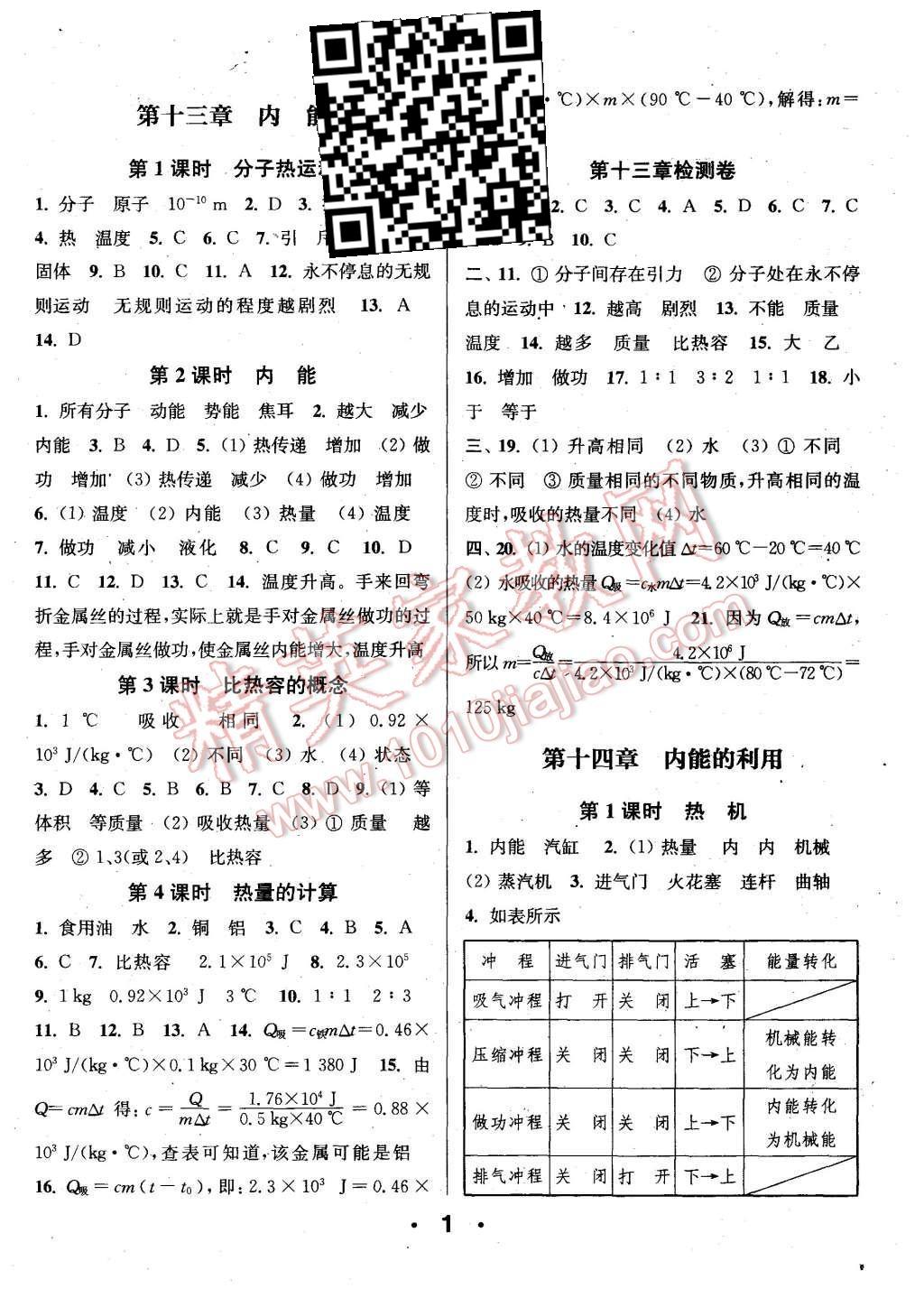 2015年通城學(xué)典小題精練九年級物理全一冊人教版 第1頁