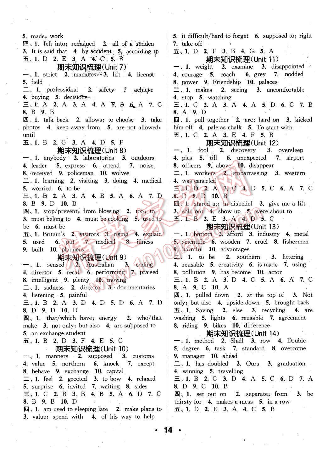 2015年通城學(xué)典小題精練九年級(jí)英語(yǔ)全一冊(cè)人教版 第14頁(yè)