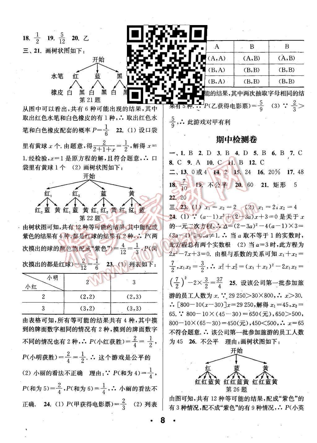 2015年通城學(xué)典小題精練九年級(jí)數(shù)學(xué)上冊(cè)北師大版 第8頁(yè)