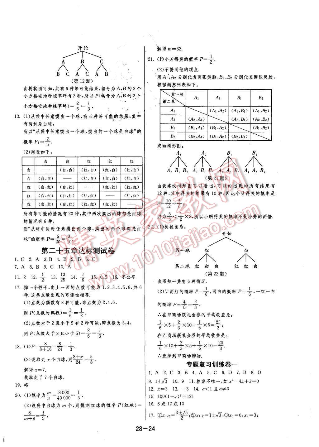 2015年1課3練單元達(dá)標(biāo)測試九年級數(shù)學(xué)上冊人教版 第24頁