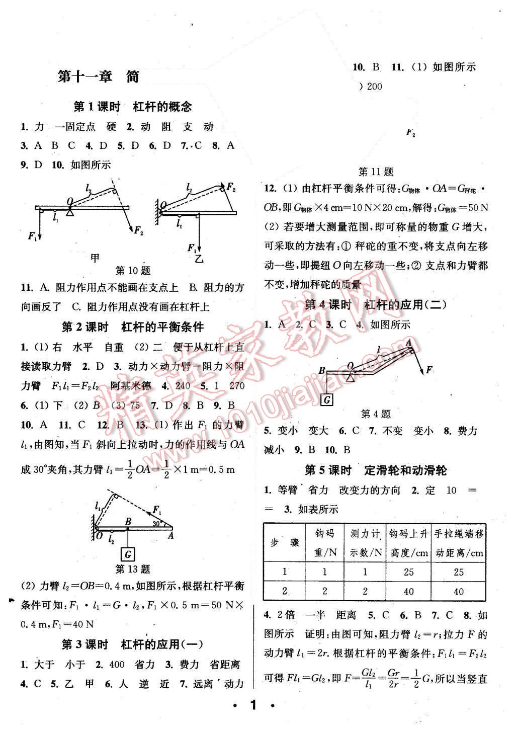 2015年通城學(xué)典小題精練九年級(jí)物理上冊(cè)蘇科版 第1頁