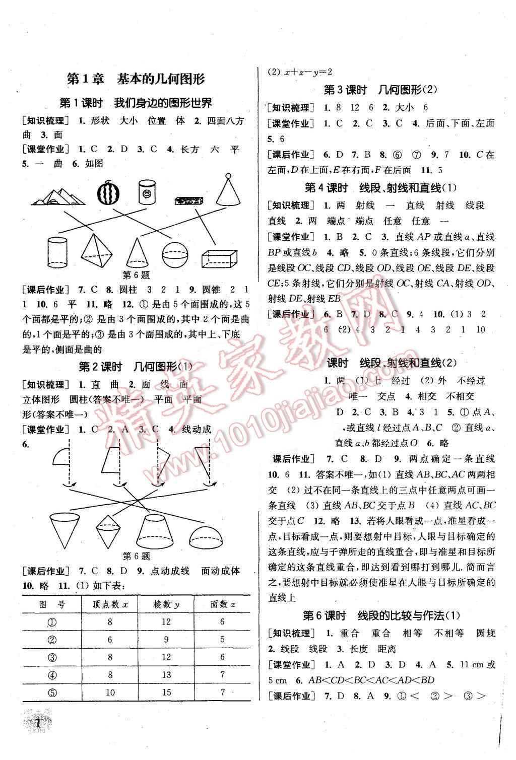 2015年通城学典课时作业本七年级数学上册青岛版 第1页