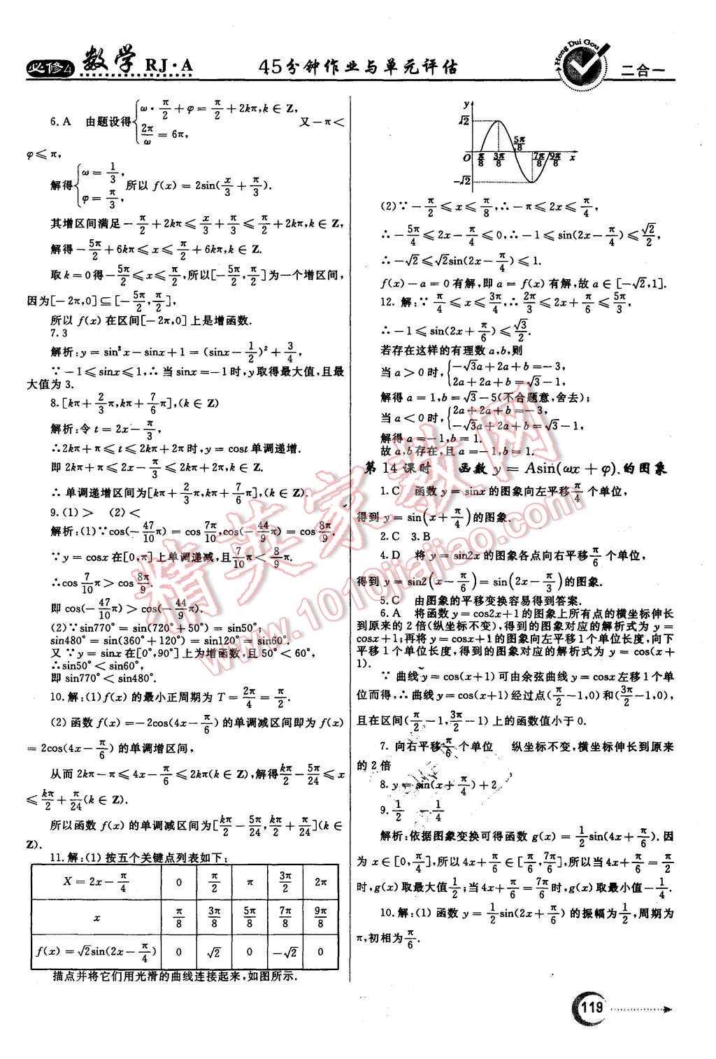 2015年紅對(duì)勾45分鐘作業(yè)與單元評(píng)估數(shù)學(xué)必修4人教A版 第11頁(yè)