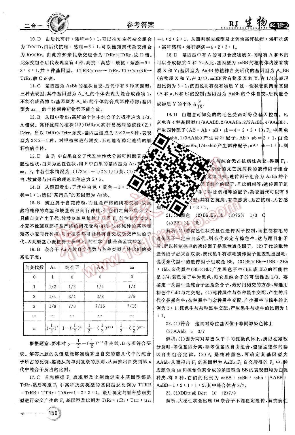 2015年紅對(duì)勾45分鐘作業(yè)與單元評(píng)估生物必修2人教版 第42頁(yè)