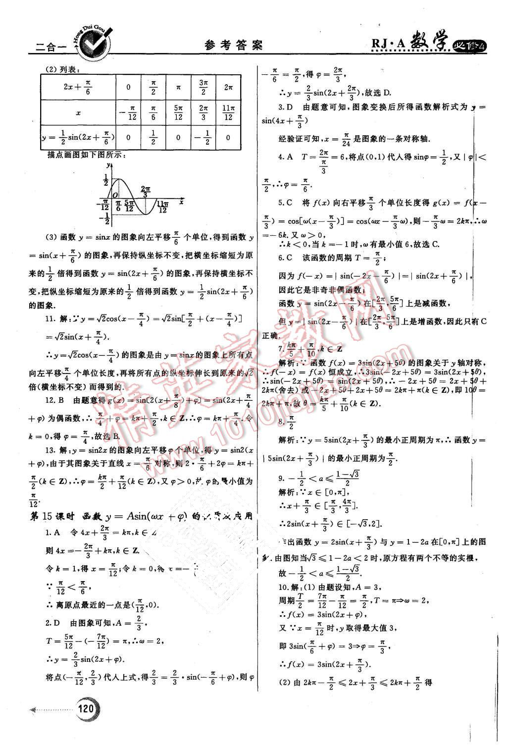 2015年紅對勾45分鐘作業(yè)與單元評估數(shù)學必修4人教A版 第12頁