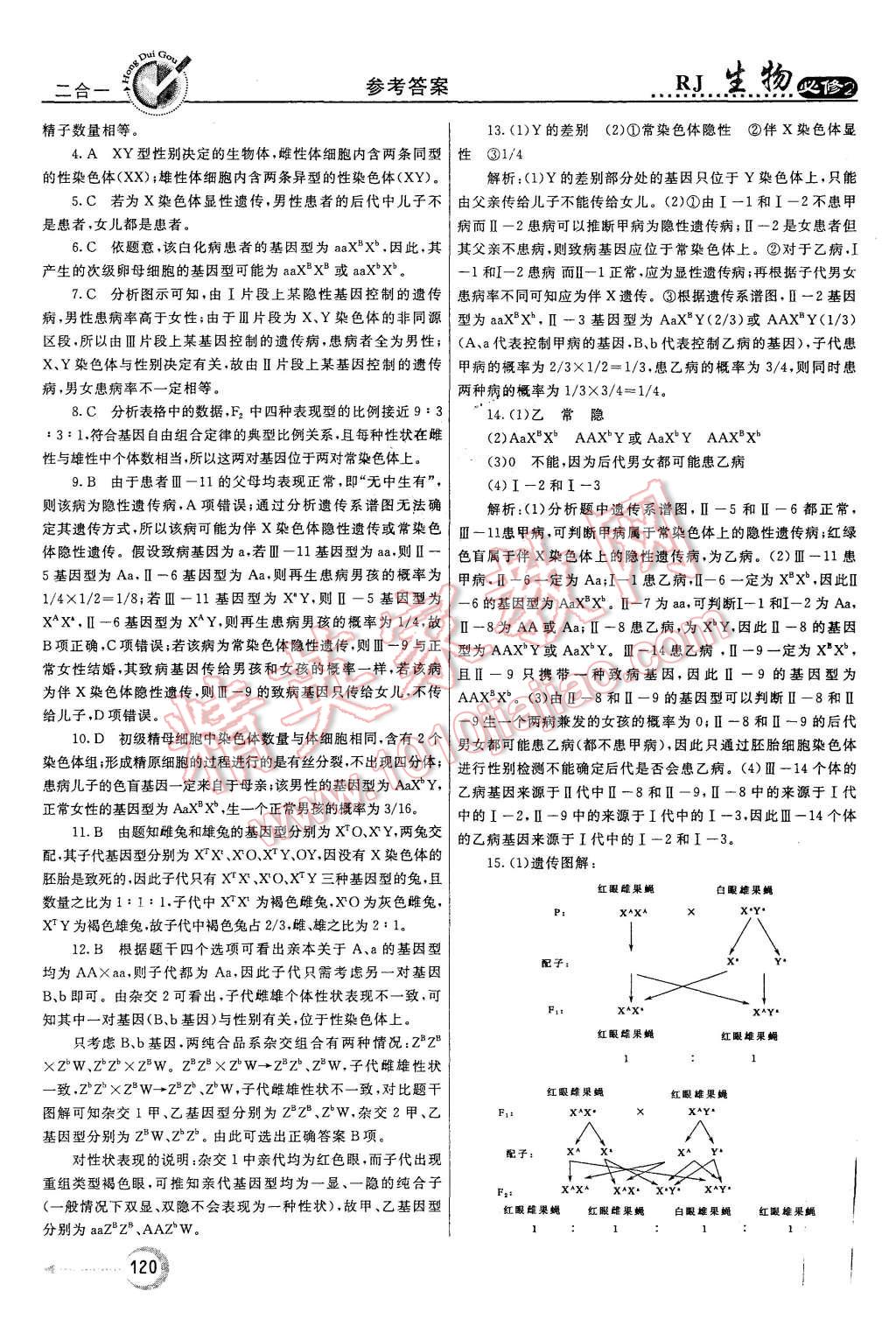 2015年紅對(duì)勾45分鐘作業(yè)與單元評(píng)估生物必修2人教版 第12頁(yè)