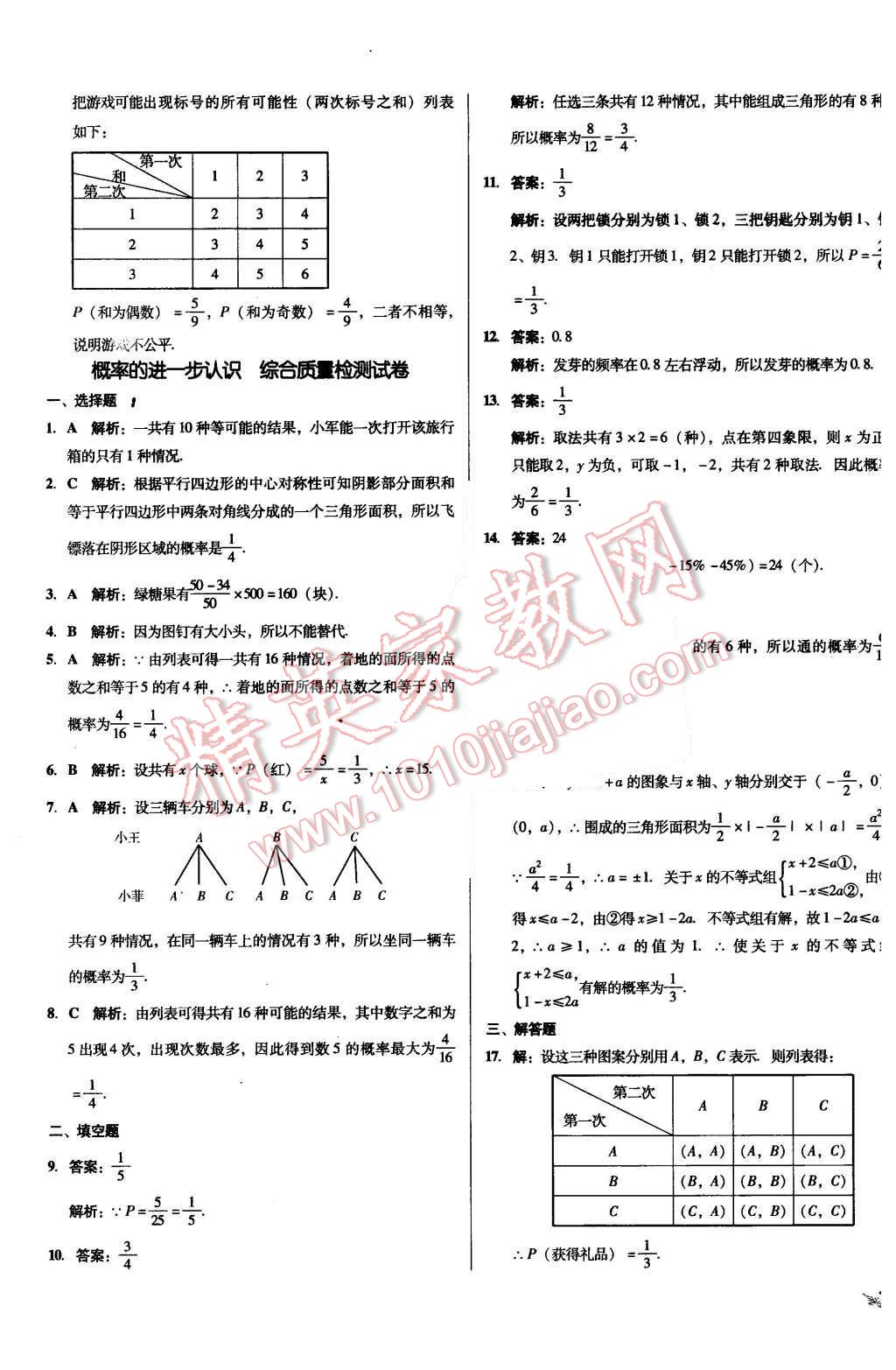 2015年單元加期末復(fù)習(xí)與測試九年級數(shù)學(xué)全一冊北師大版 第7頁