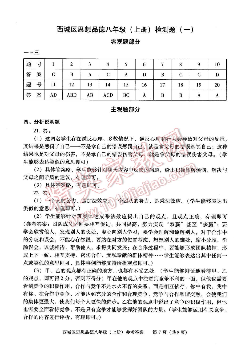 2015年學(xué)習(xí)探究診斷八年級(jí)思想品德上冊(cè) 第7頁(yè)