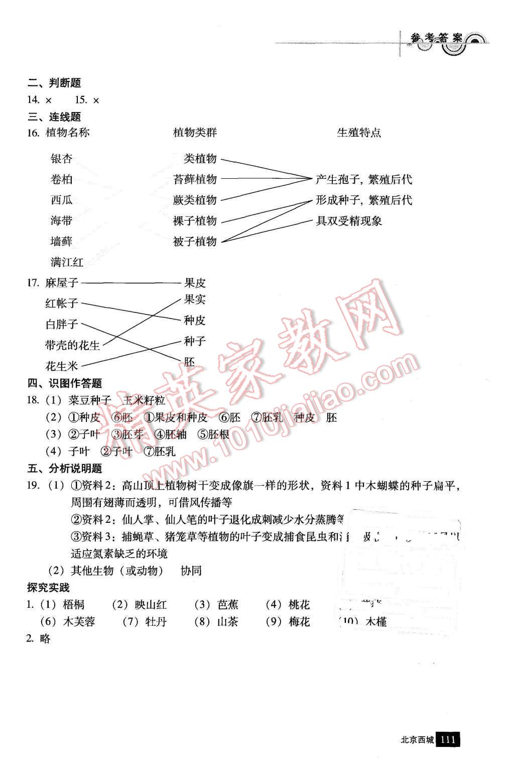 2015年學(xué)習(xí)探究診斷七年級(jí)生物上冊(cè) 第8頁(yè)