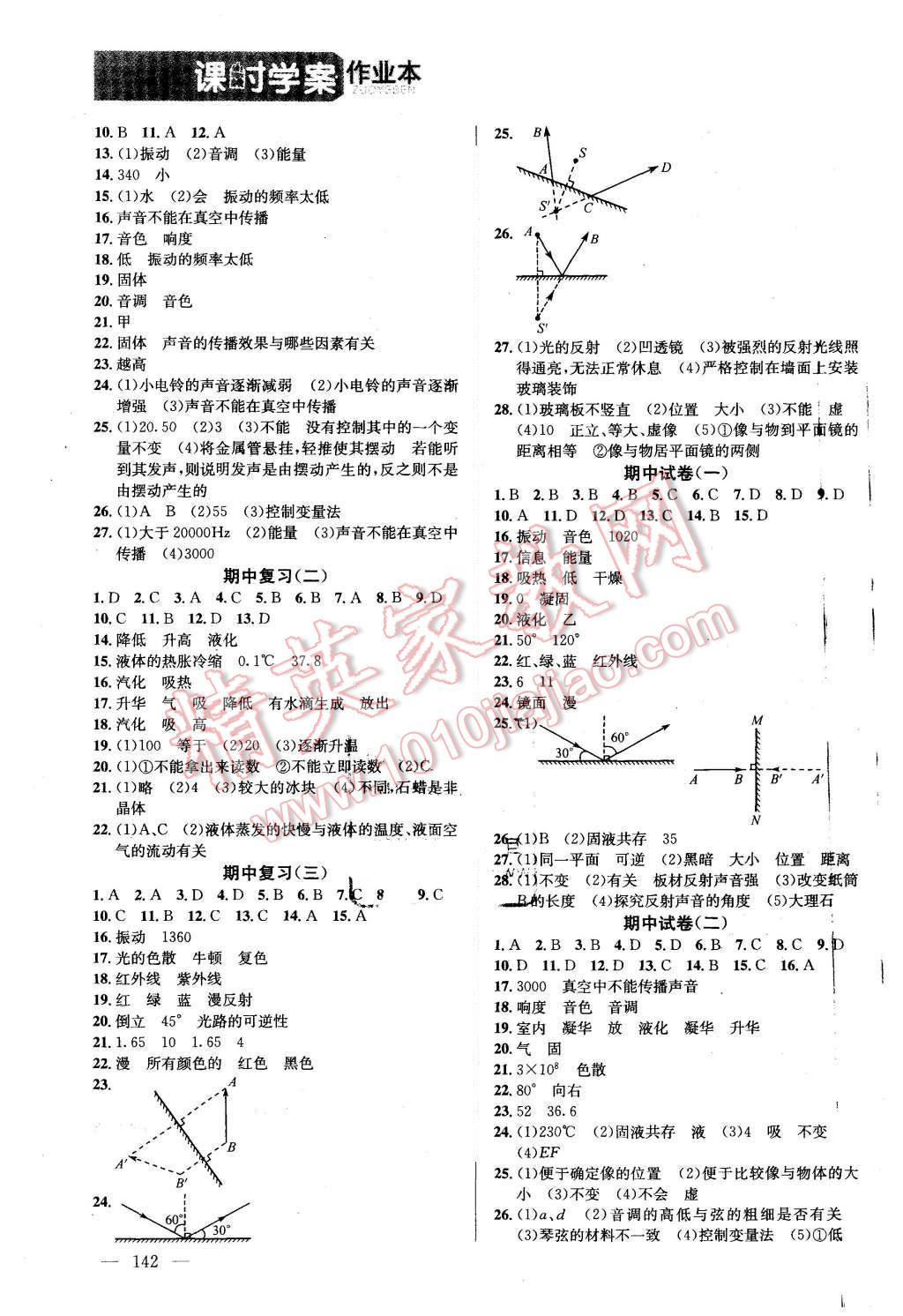 2015年金钥匙课时学案作业本八年级物理上册国标江苏版 第6页