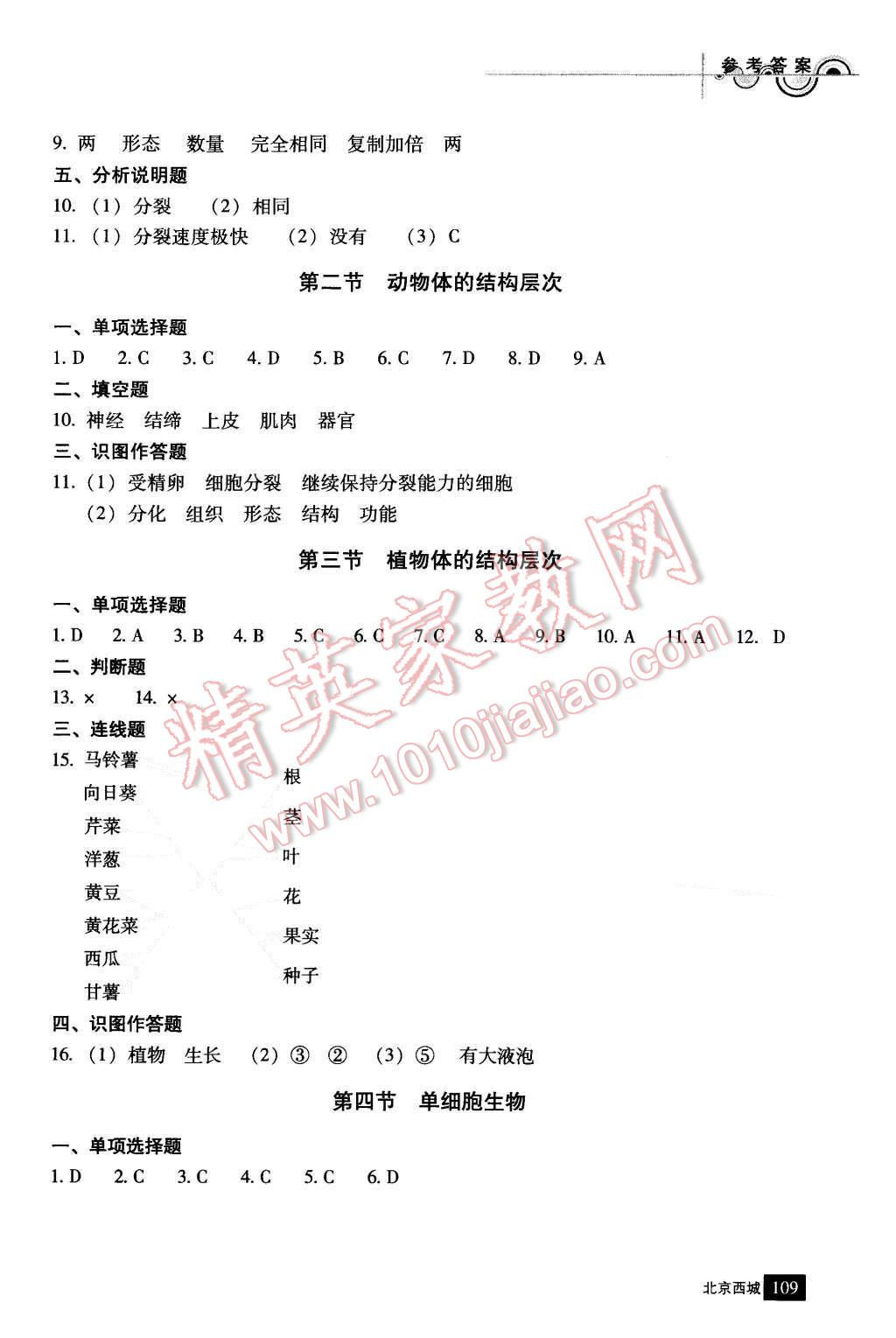 2015年學(xué)習(xí)探究診斷七年級生物上冊 第6頁