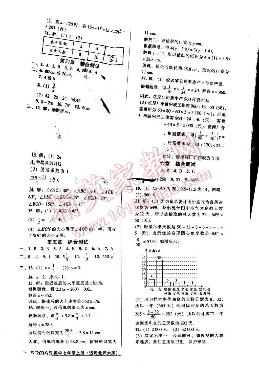 2015年52045模块式全能训练七年级数学上册北师大版 第16页