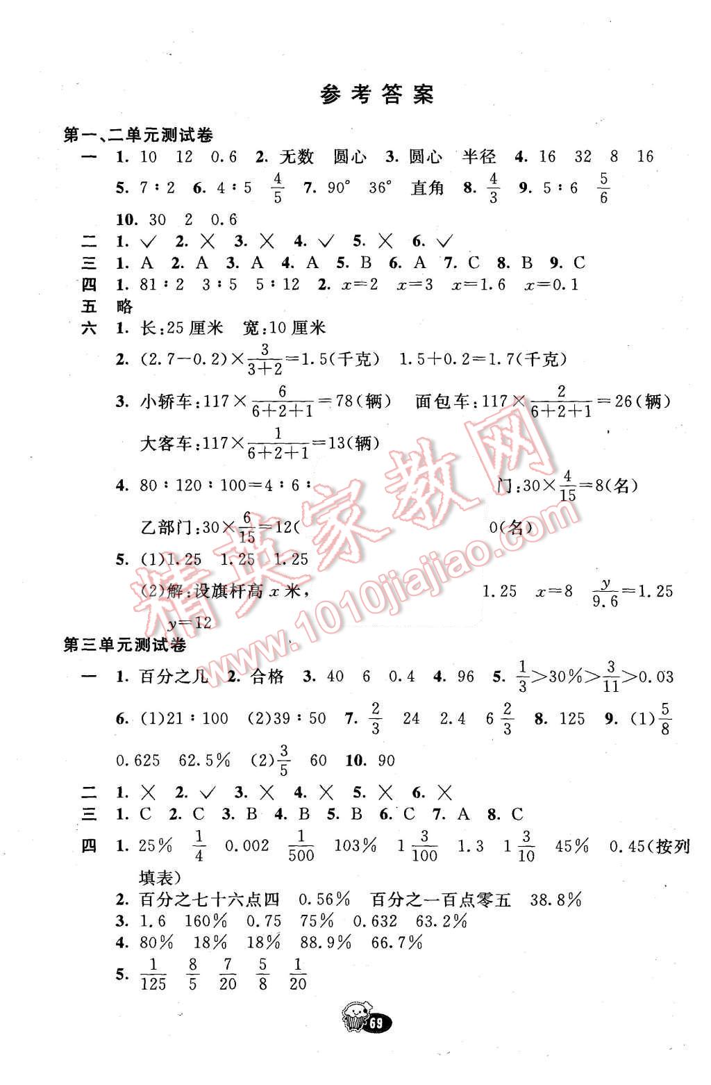 2015年名師優(yōu)選卷六年級(jí)數(shù)學(xué)上冊(cè)冀教版 第1頁(yè)