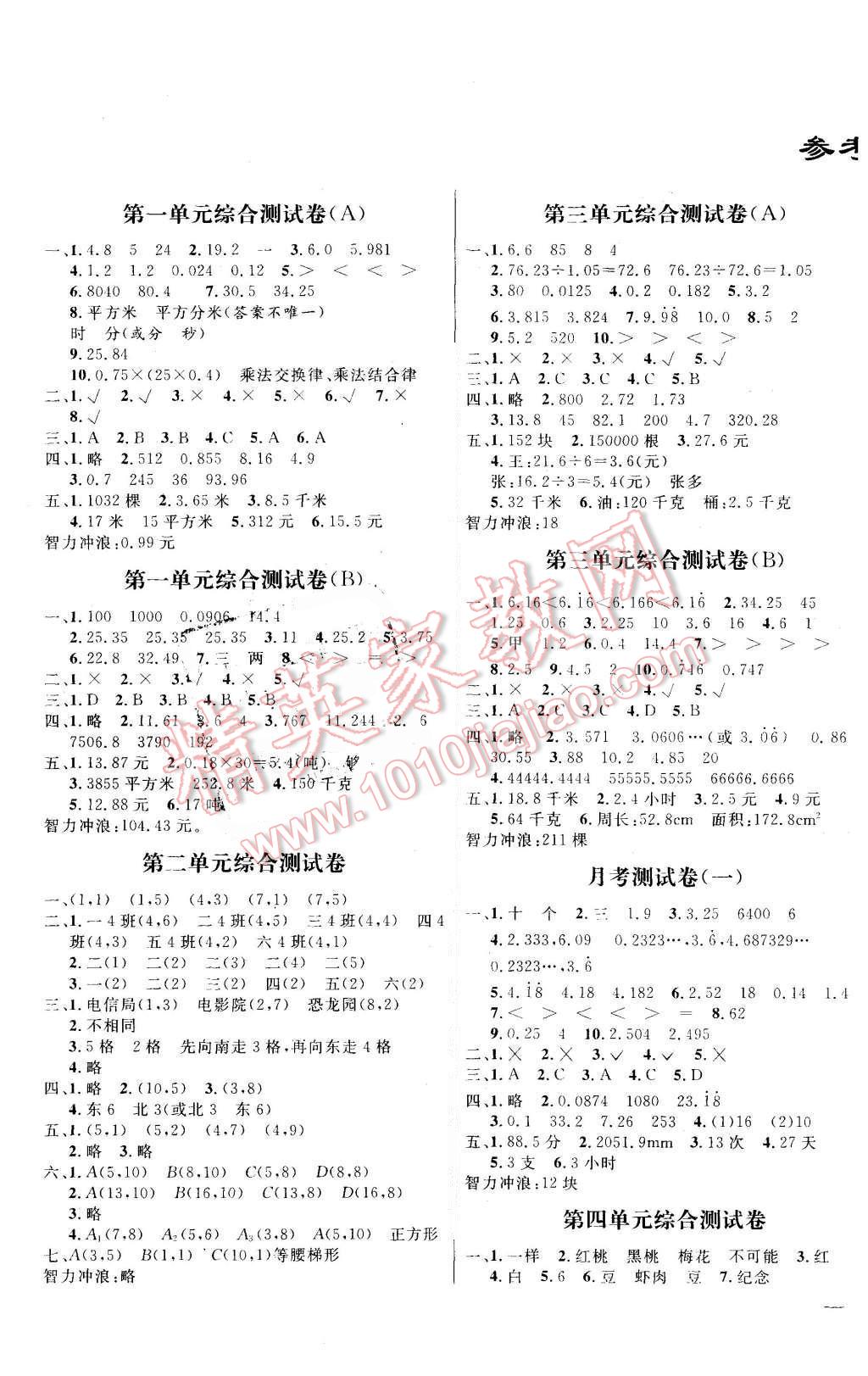 2015年亮點(diǎn)給力大試卷五年級(jí)數(shù)學(xué)上冊(cè)人教版 第1頁(yè)