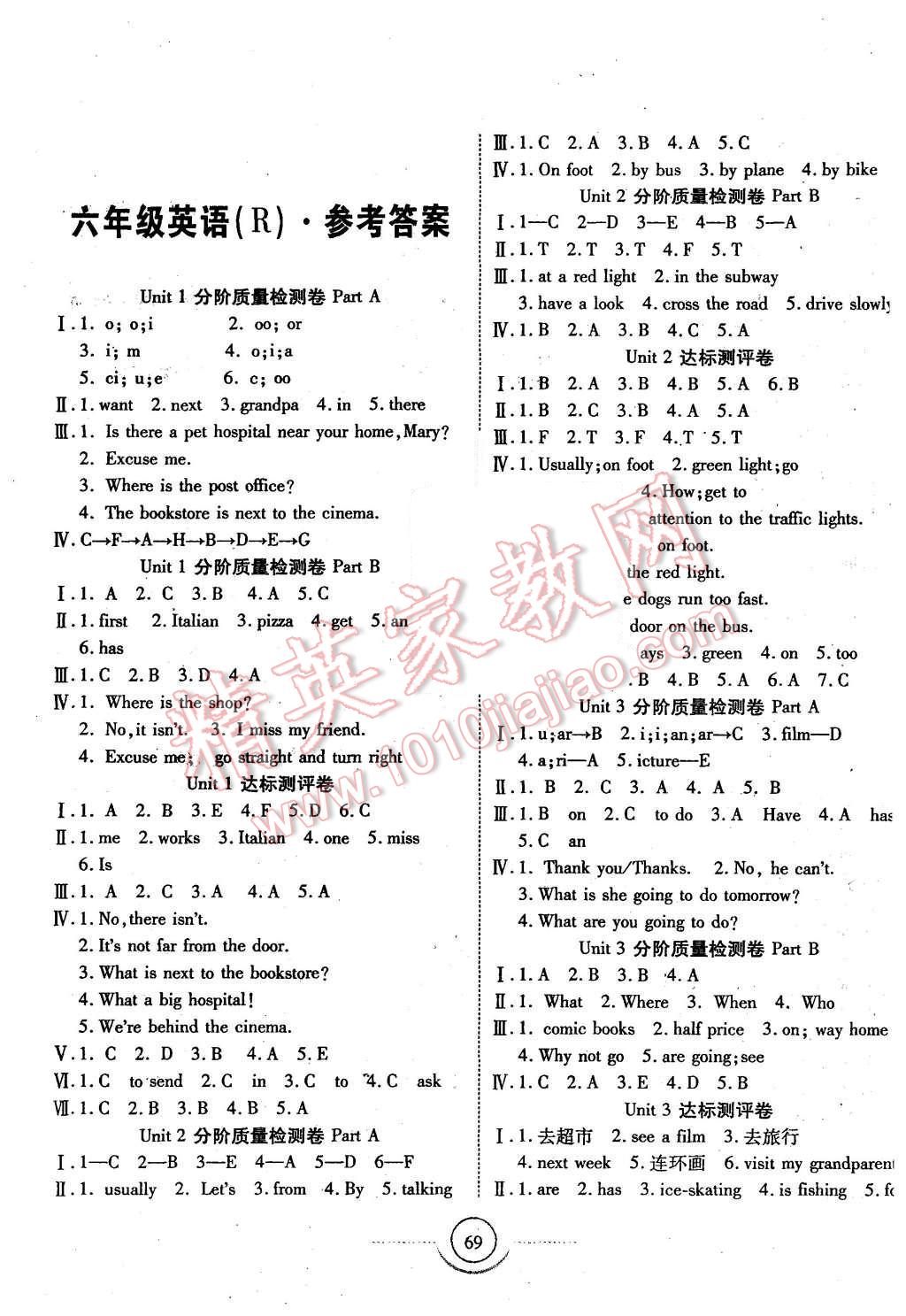 2015年金榜1卷通六年级英语上册人教版 第1页