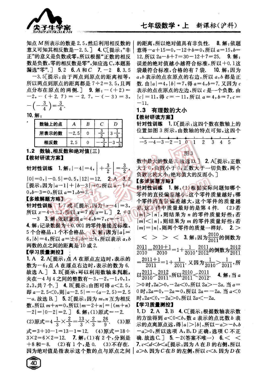 2015年尖子生学案七年级数学上册沪科版 第2页