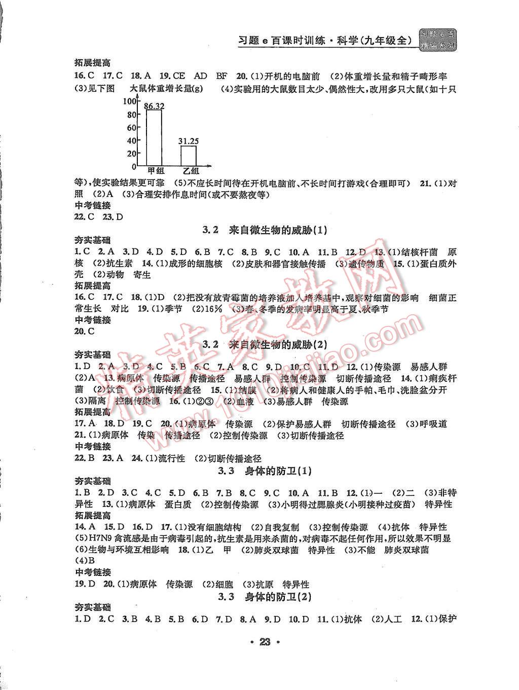 2015年習題e百課時訓練九年級科學全一冊浙教版 第23頁