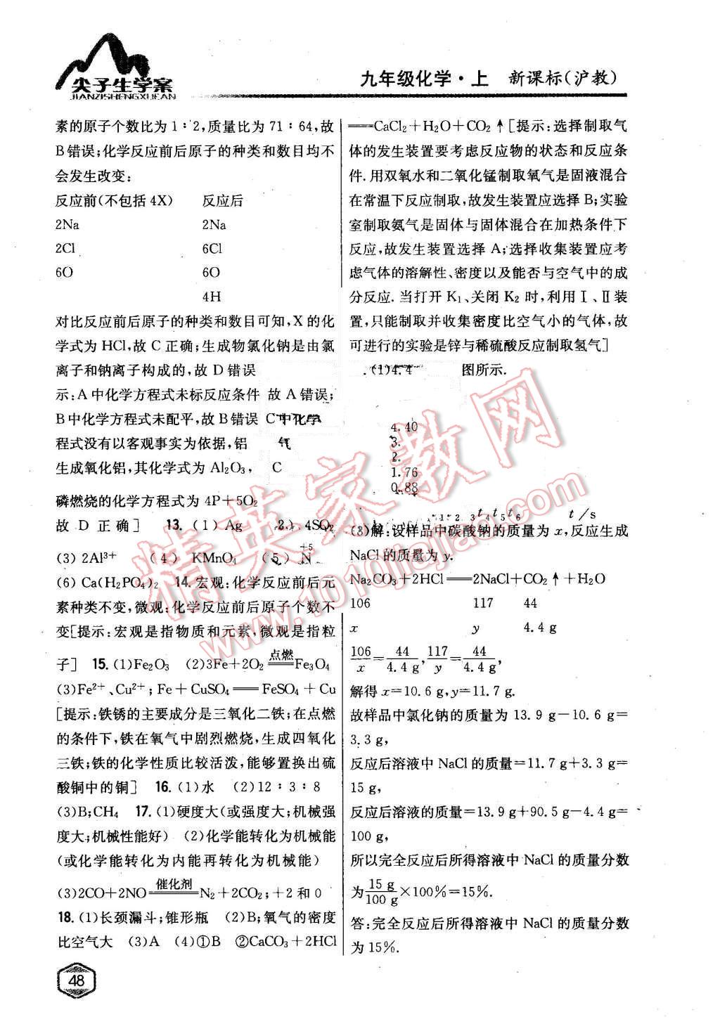 2015年尖子生学案九年级化学上册沪教版 第35页