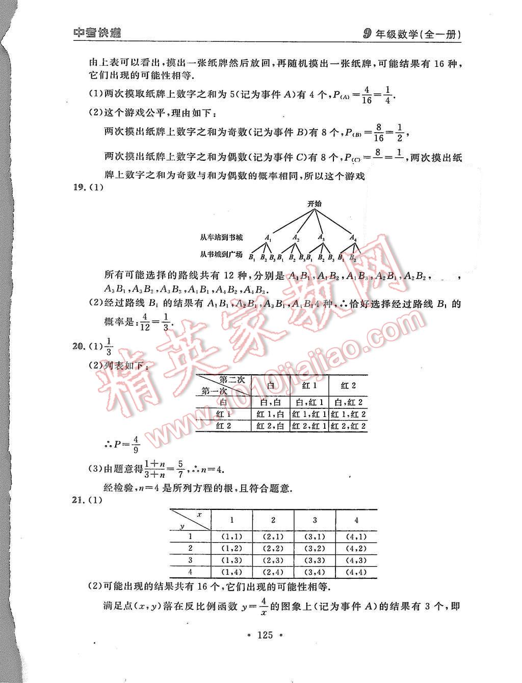 2015年中考快递同步检测九年级数学全一册人教版 第53页