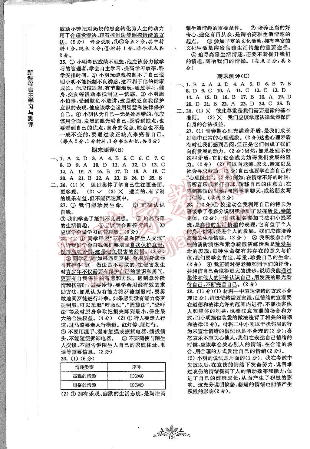 2015年新课程自主学习与测评七年级思想品德上册人教版 第8页