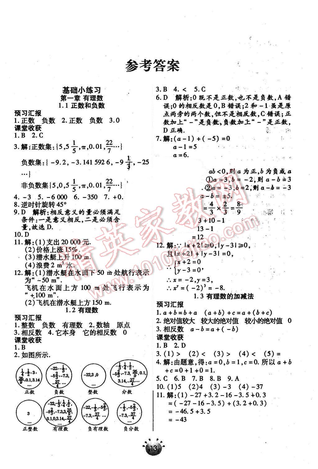 2015年全程考評一卷通七年級數(shù)學上冊人教版 第1頁